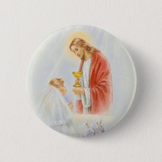 Meisjes van de eerste gemeenschap ronde button 5,7 cm (Voorkant)