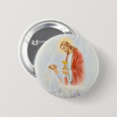 Meisjes van de eerste gemeenschap ronde button 5,7 cm (Voorkant /achterkant)
