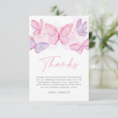 Meisjes van de eerste verjaardag Butterfly Harteli Bedankkaart (Staand voorkant)