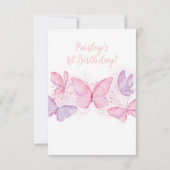 Meisjes van de eerste verjaardag Butterfly Harteli Bedankkaart (Achterkant)