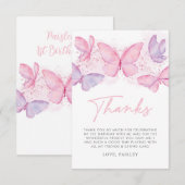 Meisjes van de eerste verjaardag Butterfly Harteli Bedankkaart (Voorkant / Achterkant)