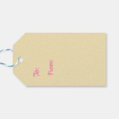 Meisjes van de geelpokadots en ballonnen cadeaulabel (Achterkant Horizontaal)