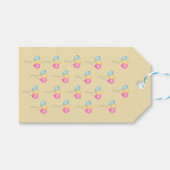 Meisjes van de geelpokadots en ballonnen cadeaulabel (Voorkant (Horizontaal))