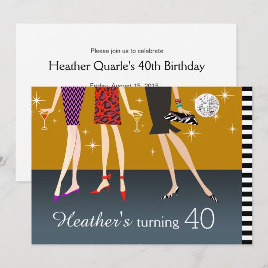 Meisjes van de mode Partij 40e verjaardag Kaart (Voorkant / Achterkant)
