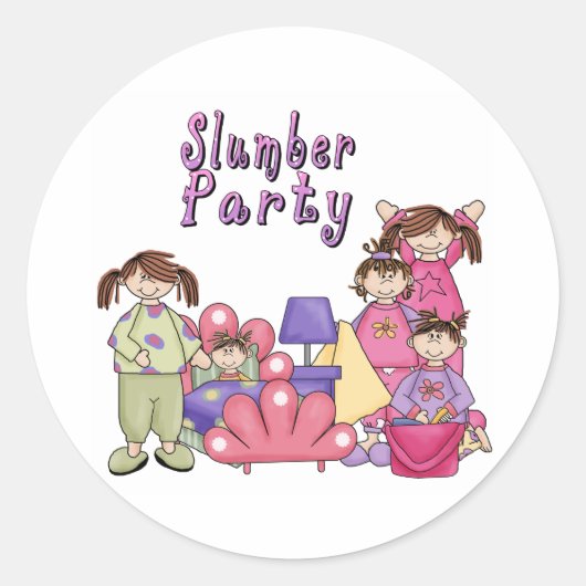 MEISJES VAN DE PARTIJ SLUMBER RONDE STICKER (Voorkant)