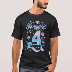 Meisjes van de vierde verjaardag Deze zeemeermin i T-shirt