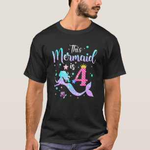 Meisjes van de vierde verjaardag Deze zeemeermin i T-shirt