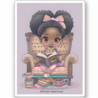 Meisjes van de Wereld Lezen - Afro-Amerikaans Sticker