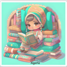 Meisjes van de Wereld Lezen - Algerije Sticker