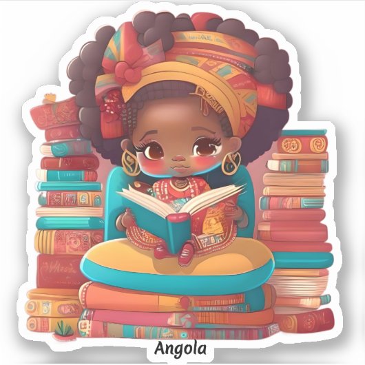 Meisjes van de Wereld Lezen - Angola Sticker (Voorkant)