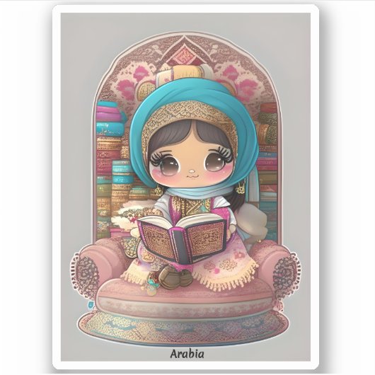 Meisjes van de Wereld Lezen - Arabië Sticker (Voorkant)