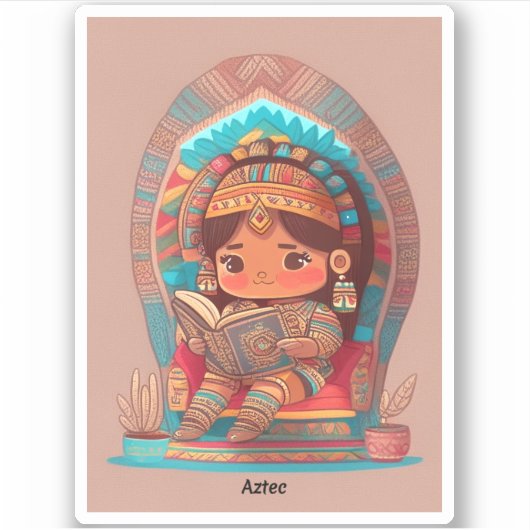Meisjes van de Wereld Lezen - Aztec Sticker (Voorkant)