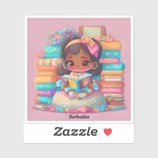 Meisjes van de Wereld Lezen - Barbados Sticker (Vel)