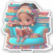 Meisjes van de Wereld Lezen - Botswana Sticker (Voorkant)