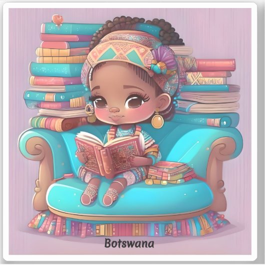 Meisjes van de Wereld Lezen - Botswana Sticker (Voorkant)