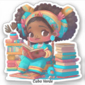 Meisjes van de Wereld Lezen - Cabo Verde Sticker (Voorkant)