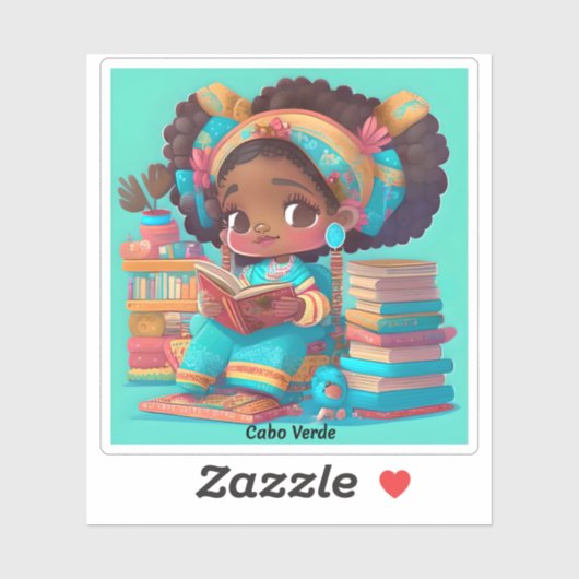 Meisjes van de Wereld Lezen - Cabo Verde Sticker (Vel)
