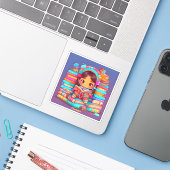 Meisjes van de Wereld Lezen - Cherokee Sticker (Laptop met iPhone)