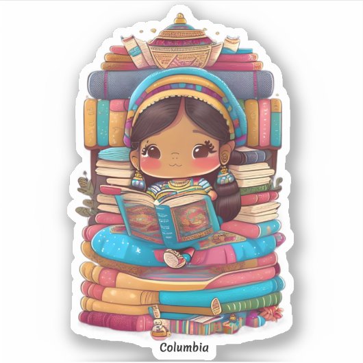 Meisjes van de Wereld Lezen - Columbia Sticker (Voorkant)