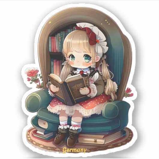 Meisjes van de Wereld Lezen - Duitsland Sticker (Voorkant)