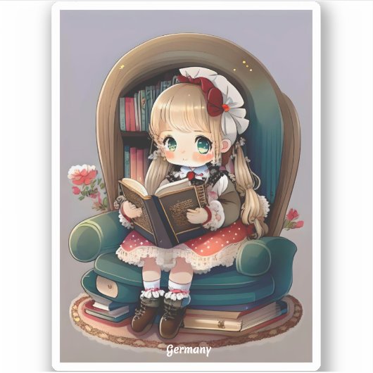 Meisjes van de Wereld Lezen - Duitsland Sticker (Voorkant)