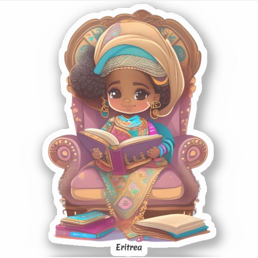 Meisjes van de Wereld Lezen - Eritrea Sticker (Voorkant)