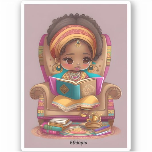 Meisjes van de Wereld Lezen - Ethiopië Sticker (Voorkant)