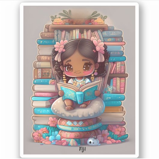 Meisjes van de Wereld Lezen - Fiji Sticker (Voorkant)