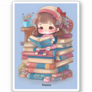Meisjes van de Wereld Lezen - Frankrijk Sticker