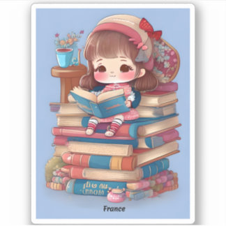 Meisjes van de Wereld Lezen - Frankrijk Sticker