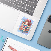 Meisjes van de Wereld Lezen - Frankrijk Sticker (Laptop met iPhone)