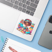 Meisjes van de Wereld Lezen - Haïti Sticker (Laptop met iPhone)