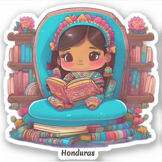 Meisjes van de Wereld Lezen - Honduras Sticker (Voorkant)