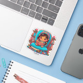 Meisjes van de Wereld Lezen - Honduras Sticker (Laptop met iPhone)