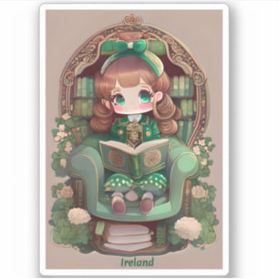 Meisjes van de Wereld Lezen - Ierland Sticker