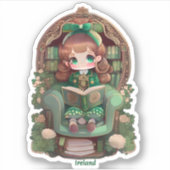 Meisjes van de Wereld Lezen - Ierland Sticker (Voorkant)