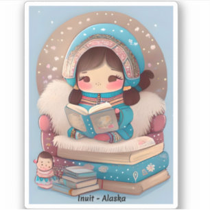 Meisjes van de Wereld Lezen - Inuit van Alaska Sticker