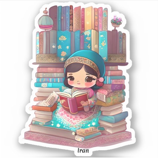 Meisjes van de Wereld Lezen - Iran Sticker (Voorkant)