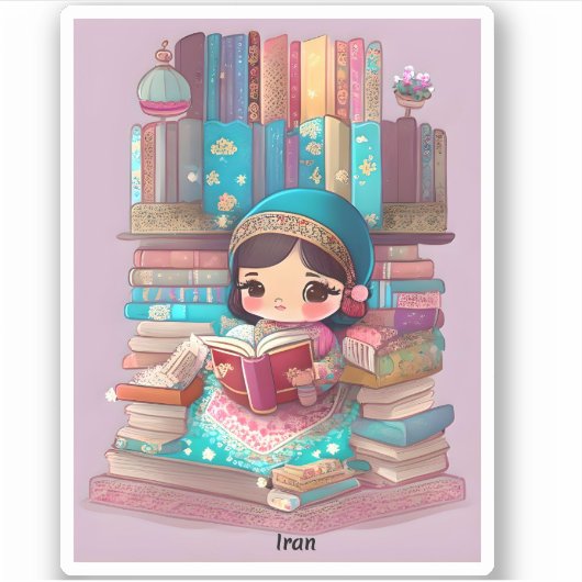 Meisjes van de Wereld Lezen - Iran Sticker (Voorkant)