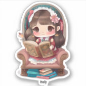 Meisjes van de Wereld Lezen - Italië Sticker (Voorkant)