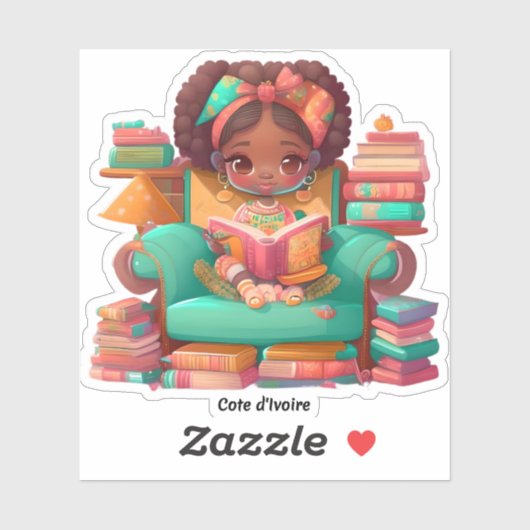 Meisjes van de Wereld Lezen - Ivoorkust Sticker (Vel)