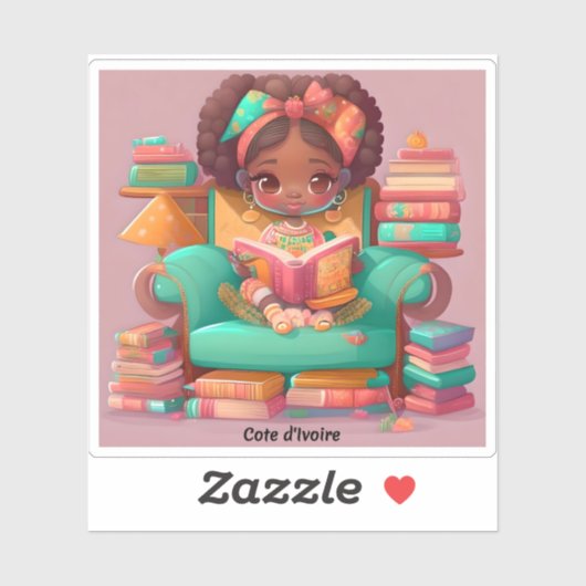 Meisjes van de Wereld Lezen - Ivoorkust Sticker (Vel)