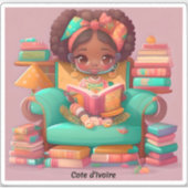 Meisjes van de Wereld Lezen - Ivoorkust Sticker (Voorkant)