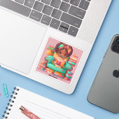 Meisjes van de Wereld Lezen - Ivoorkust Sticker (Laptop met iPhone)