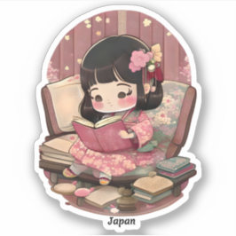 Meisjes van de Wereld Lezen - Japan Sticker