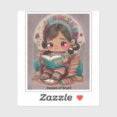 Meisjes van de Wereld Lezen - Kayapo van Brazilië Sticker (Vel)