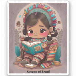 Meisjes van de Wereld Lezen - Kayapo van Brazilië Sticker