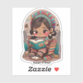 Meisjes van de Wereld Lezen - Kayapo van Brazilië Sticker (Vel)