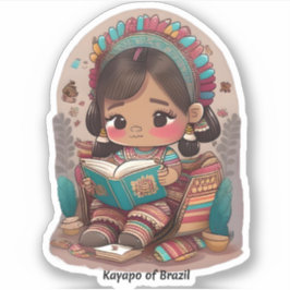 Meisjes van de Wereld Lezen - Kayapo van Brazilië Sticker