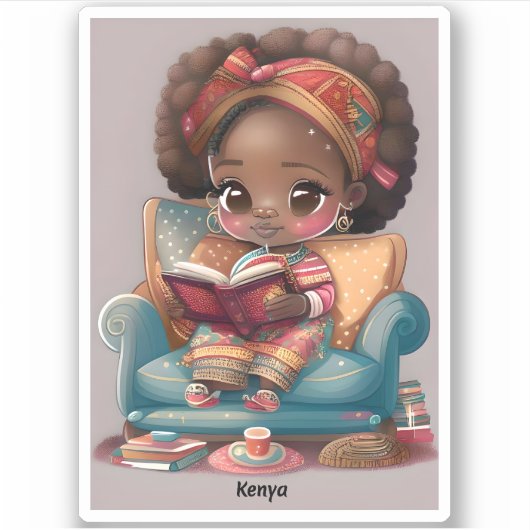 Meisjes van de Wereld Lezen - Kenia Sticker (Voorkant)
